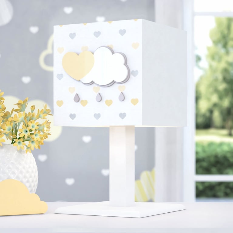 Abajur MDF Chuva de Amor Rosa