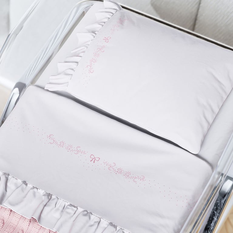 Jogo de Lençol Berço Maternidade Elegância Clássica Rosa — vista alternativa