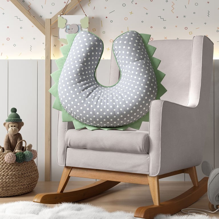 Almofada Amamentação Dino Poá Verde e Cinza — vista alternativa