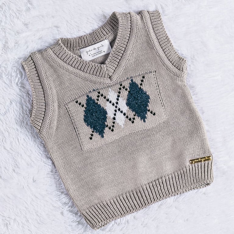 Colete Tricot Argyle Avelã