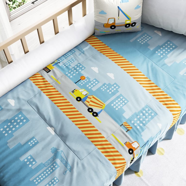 Edredom de Berço Caminhão Azul
