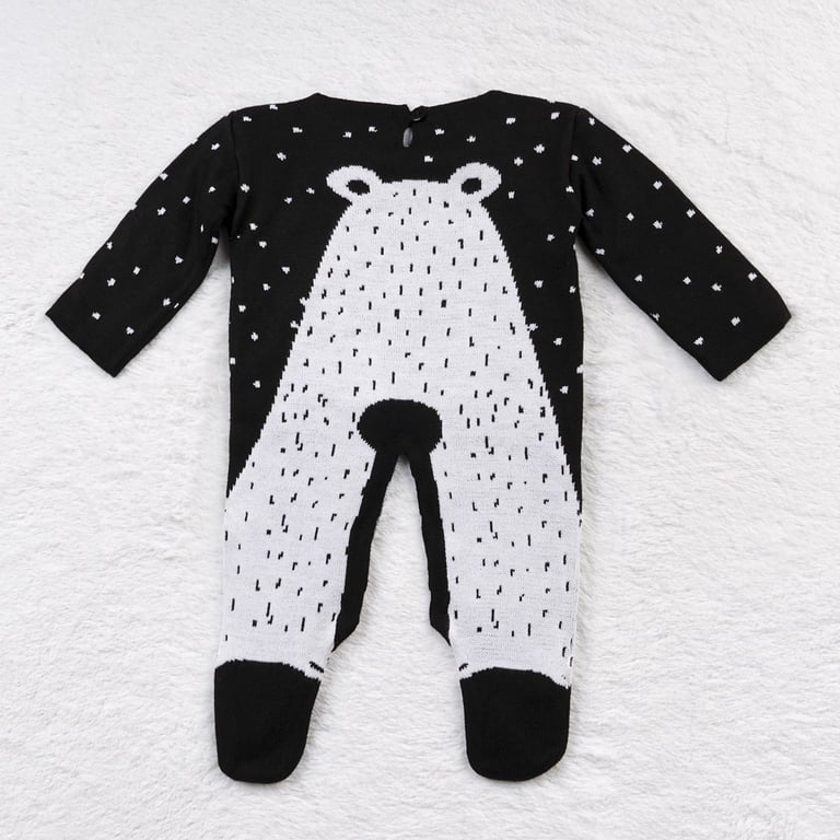 Saída Maternidade Tricot Jacquard Urso Nórdico Preto 02 Peças — vista alternativa