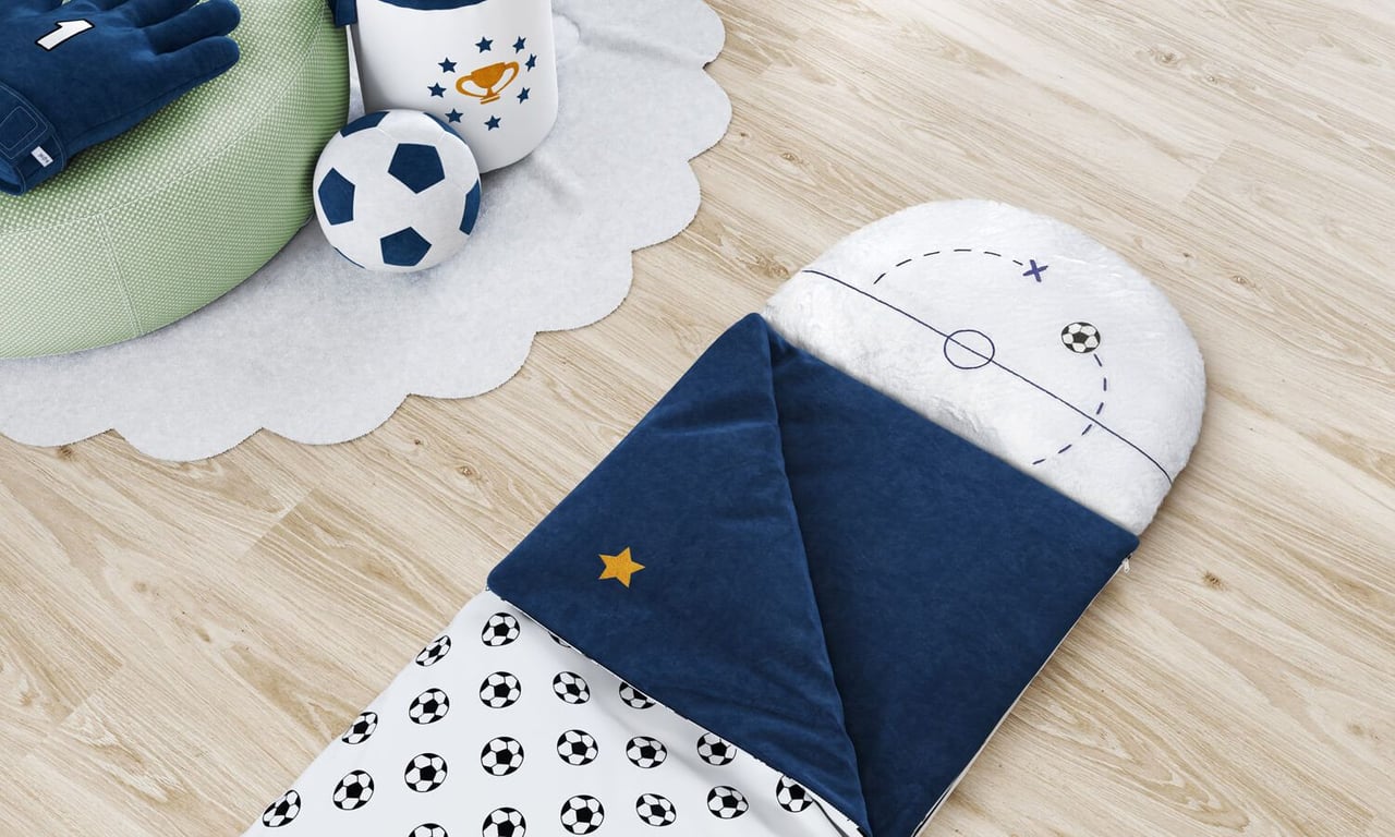 Saco de Dormir Infantil Bolas de Futebol 1,60m — vista alternativa