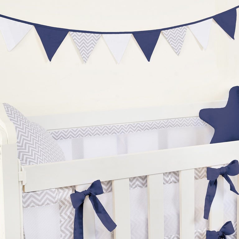 Varal de Berço Bandeirinhas Chevron Marinho 1,60m