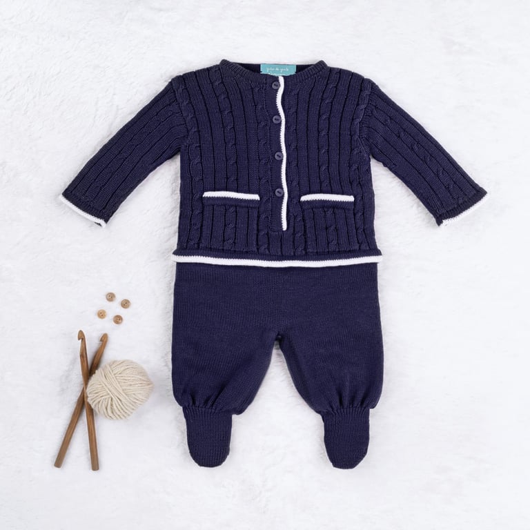 Macacão Tricot Trança Navy Azul Marinho