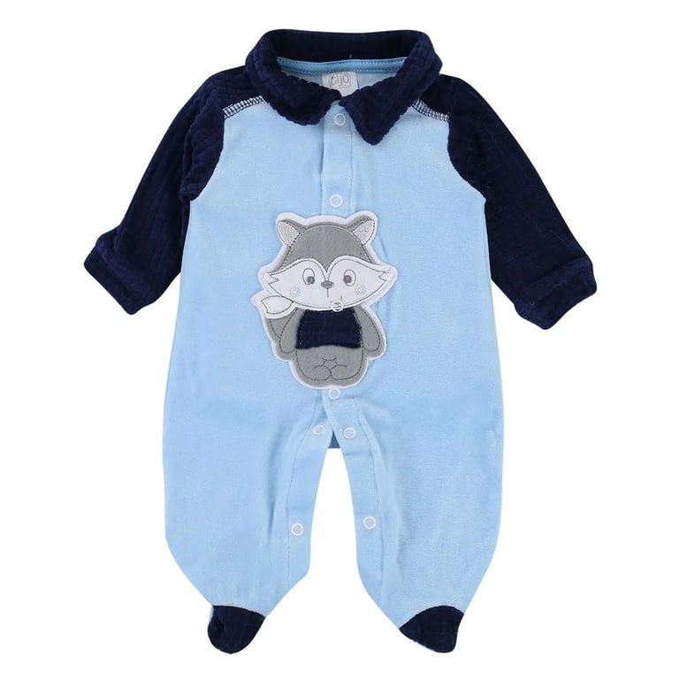 Saída Maternidade Baby Gijo Plush Bordado Raposa + Manta Azul