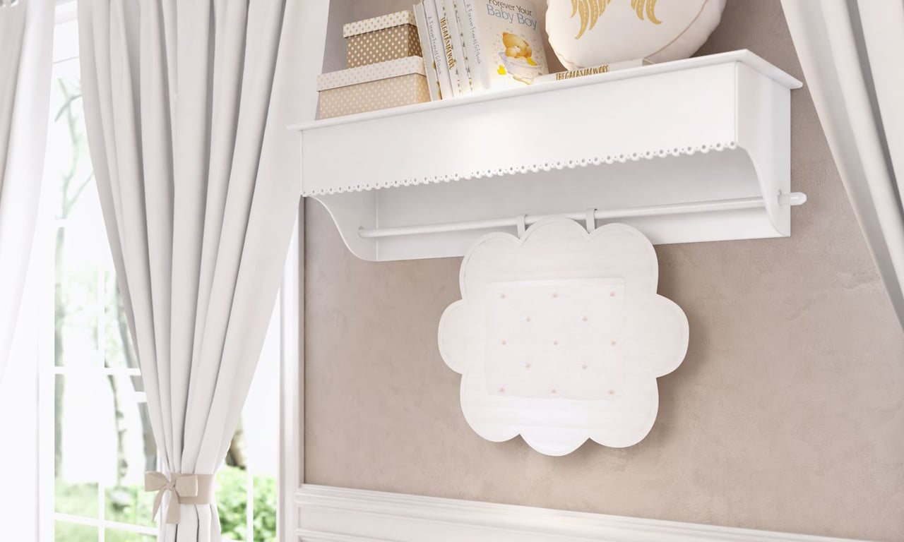 Porta Fraldas Varão Nuvem Estrelinha Bege