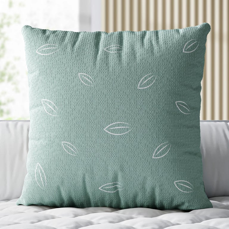 Almofada Quadrada Tricot Folha Verde Malva 38cm