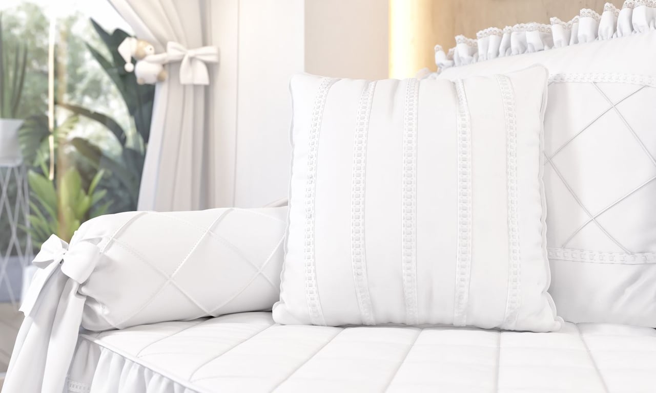 Almofada Listras Branco Clássico 38cm