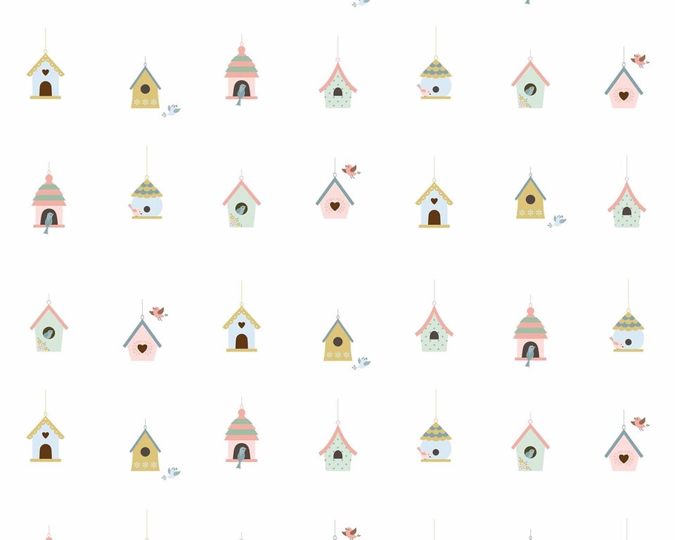 Papel de Parede Casa de Passarinhos Cinza