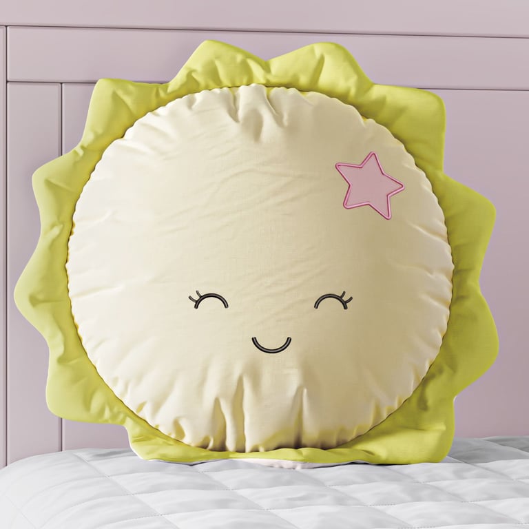 Almofada Amiguinho Sol Amarelo e Rosa 30cm