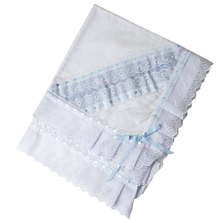 Manta de Lese Forrada Faixa Xadrez Azul 75cm