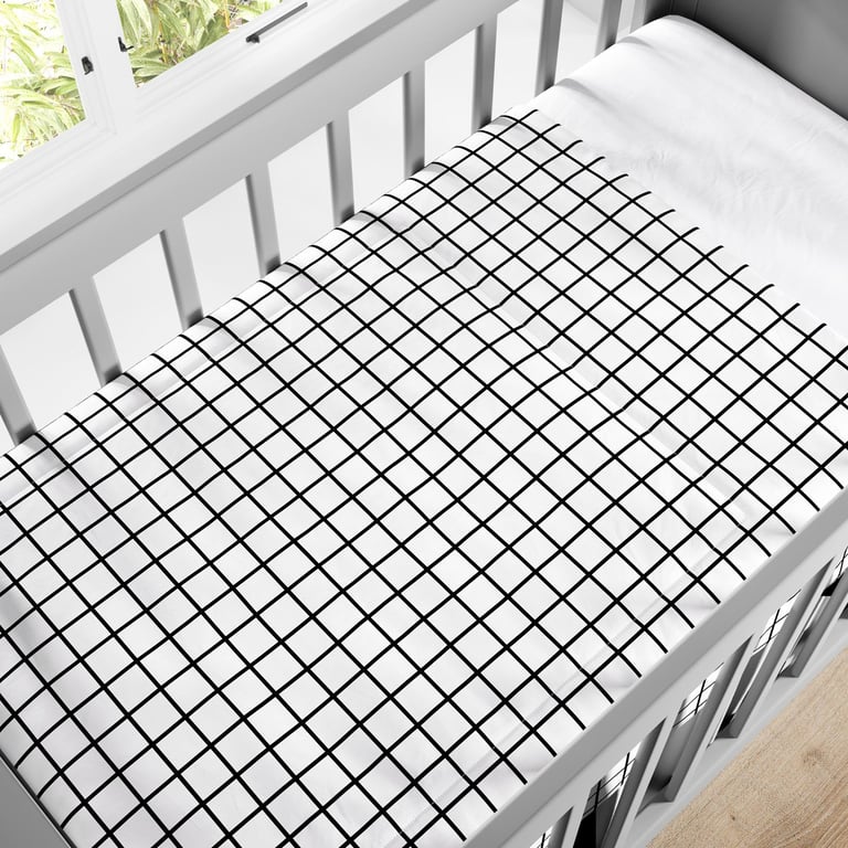 Edredom de Berço Quadriculado Preto e Branco — vista alternativa