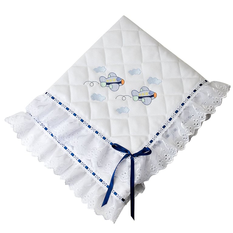 Manta Piquet Aviõezinhos Marinho 75cm