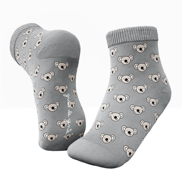 Kit Meia Bebê Tal Pai Tal Filho Trocapé Coala Cinza e Branco 4 Pares Tam 13/20 e 39/43 — vista alternativa