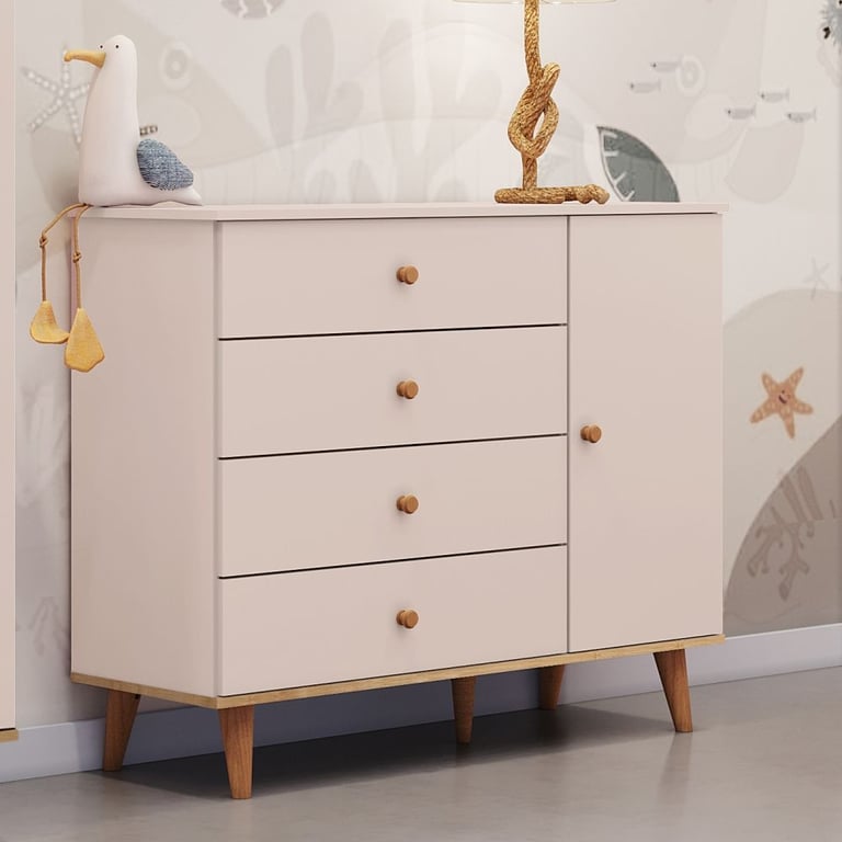 Cômoda Infantil Branco com Porta Ludi Retrô