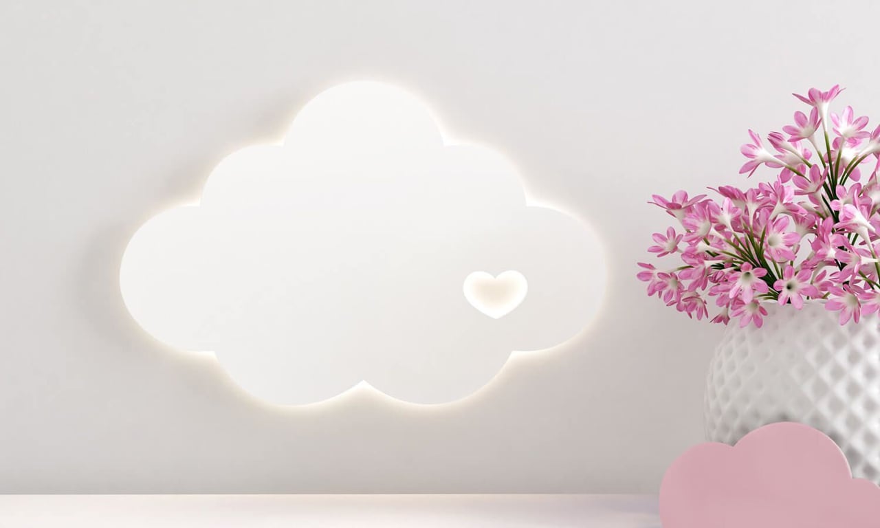 Luminária de Parede Nuvem Coração 30cm — vista alternativa