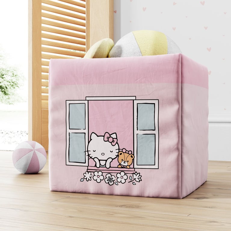 Cesto Organizador para Brinquedos Hello Kitty na Janela 33cm