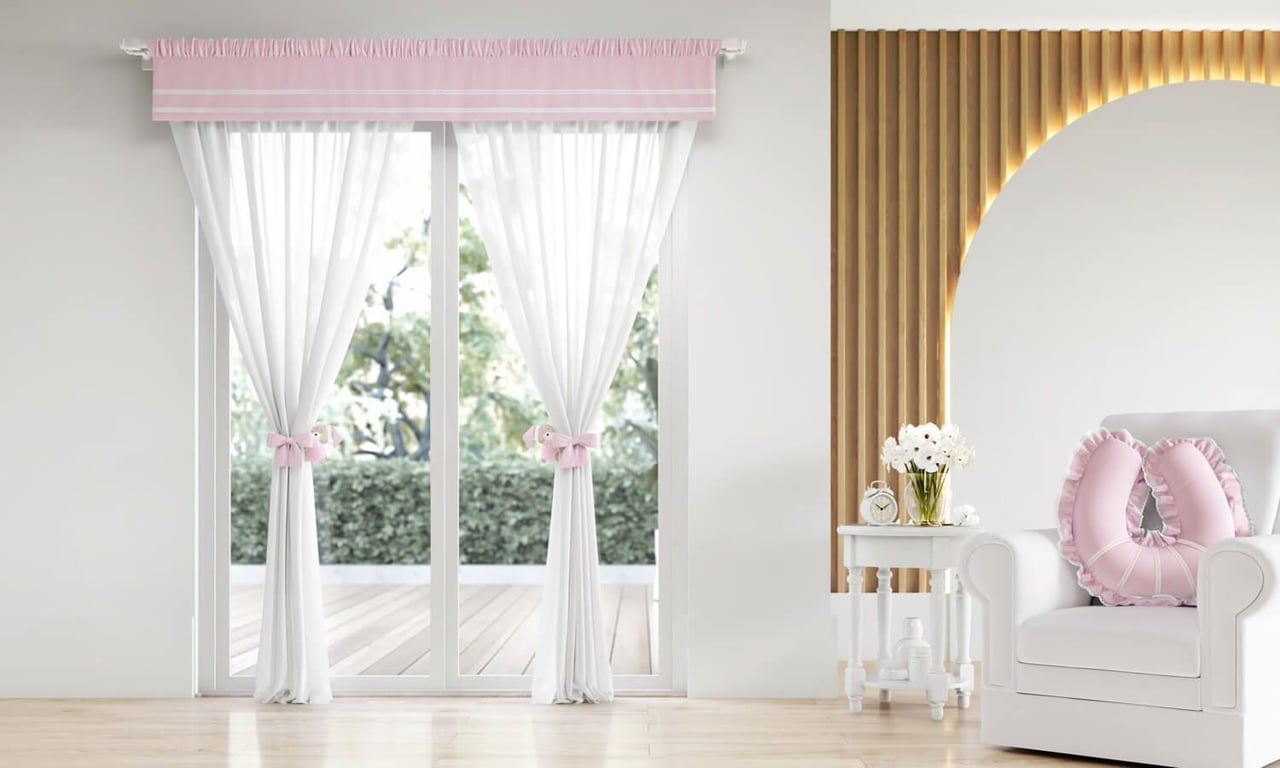 Cortina Rosa Clássico 2,30m — imagem 1 de 2