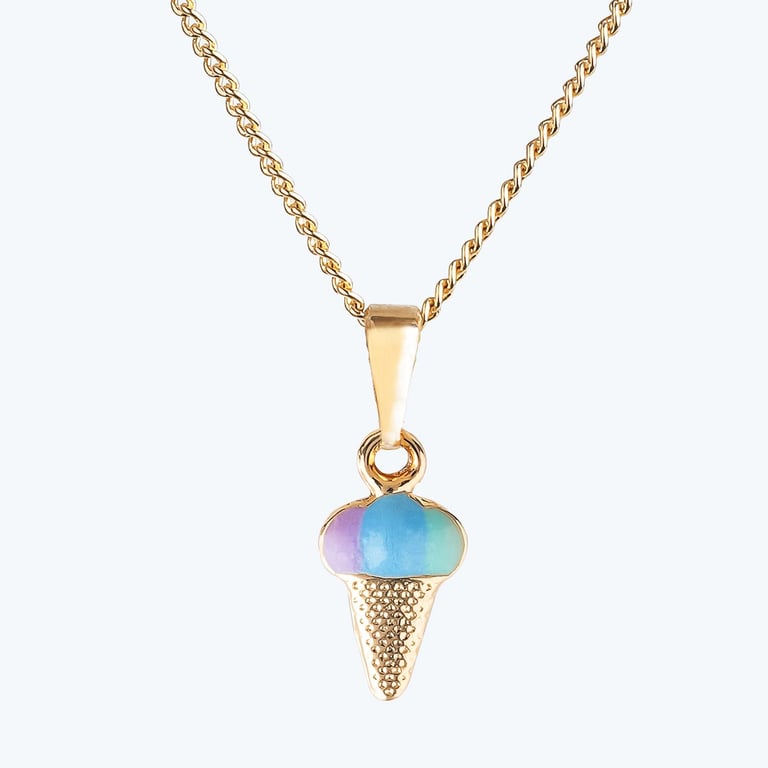 Colar Infantil Sorvetinho Colorido Ouro