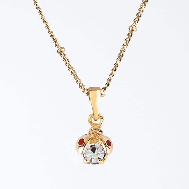 Colar Infantil Joaninha com Strass Ouro