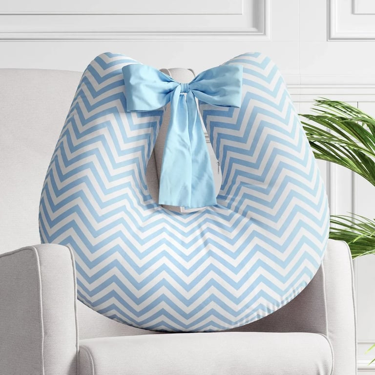 Almofada Amamentação Chevron Azul Bebê