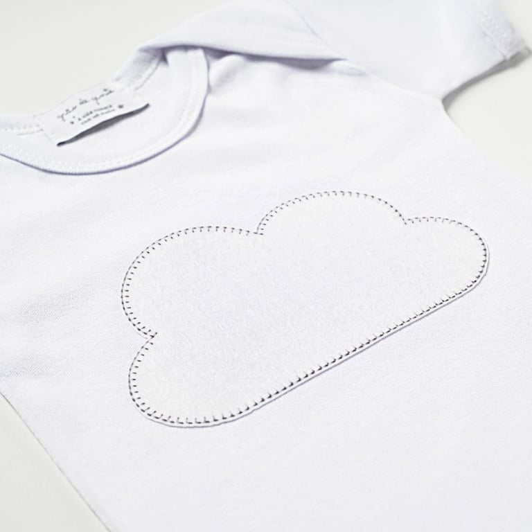 Body Manga Curta Nuvem de Algodão Tam P