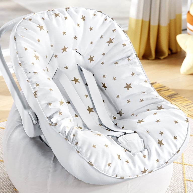 Capa de Carrinho com Protetor de Cinto Estrelinhas Azul e Branco