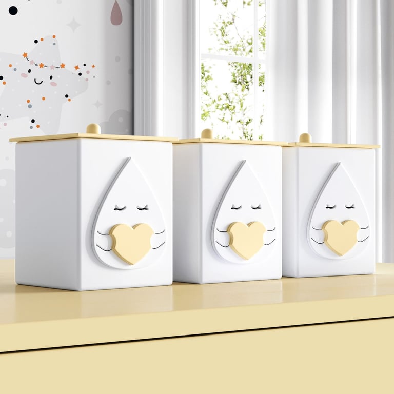 Jogo de Potes Amiguinhas Nuvem Amarelo