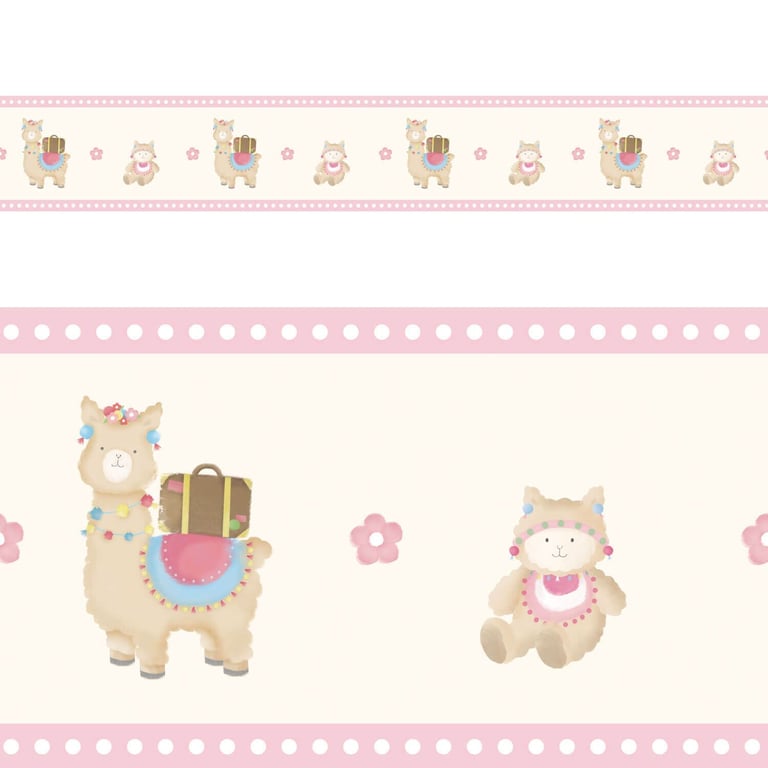 Faixa Adesiva de Parede Amiguinhas Lhamas