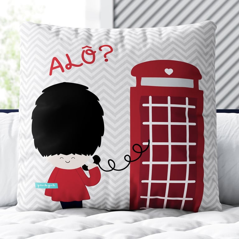 Almofada Quadrada Soldadinho de Chumbo e a Cabine Telefônica 33cm