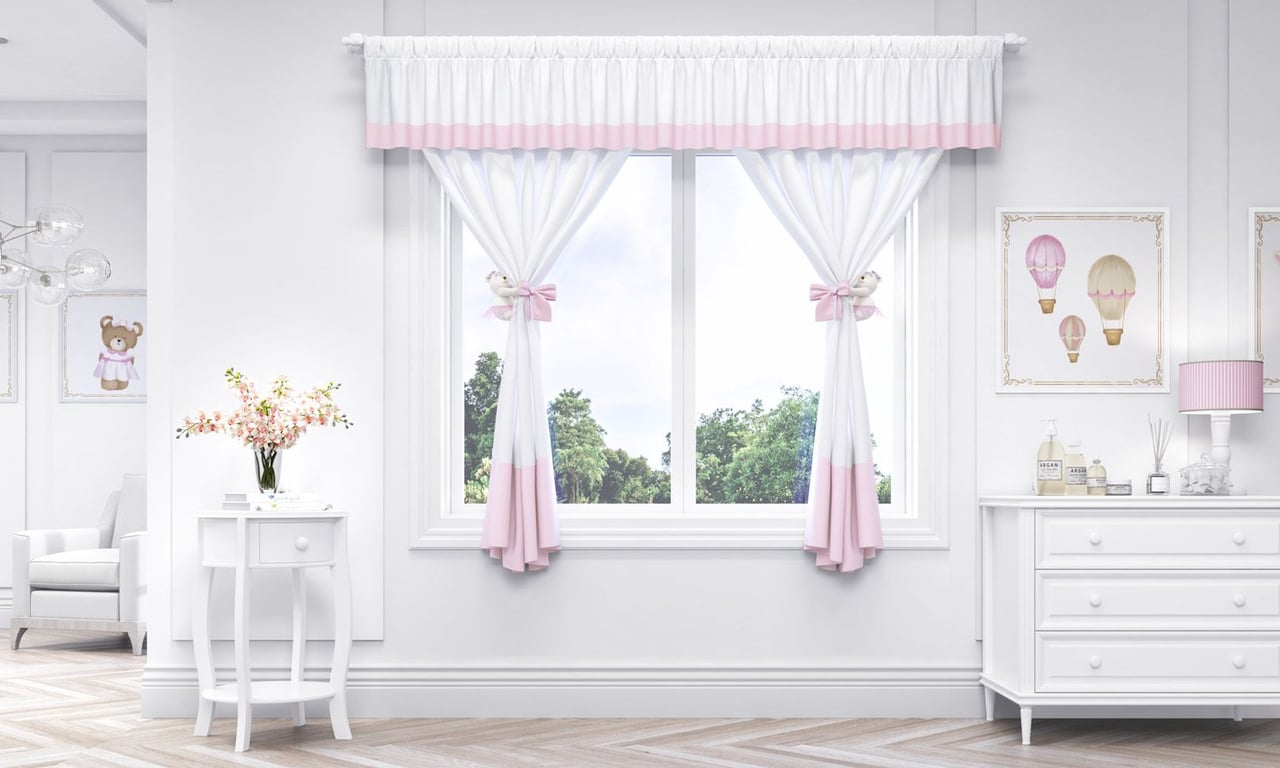 Cortina Luxo Branca/Azul 1,50m