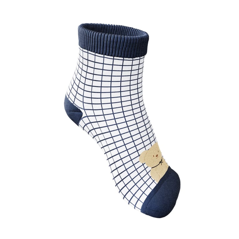 Meia Bebê Ursinho Grid Azul Marinho — vista alternativa