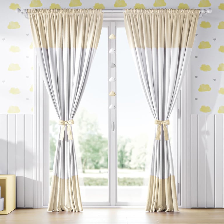 Cortina Amarelo e Branco