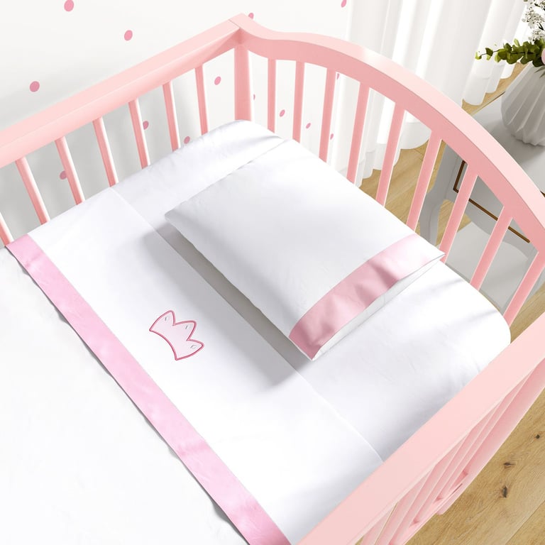 Jogo de Lençol Berço Bordado Coroa Bege 3 peças — vista alternativa