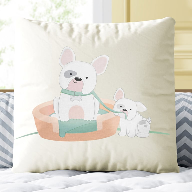 Almofada Quadrada Mamãe e Bebê Cachorrinho 30cm