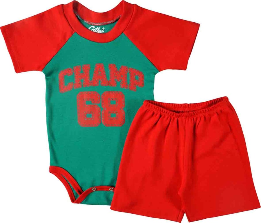 Conjunto Curto Bebê Vermelho Body