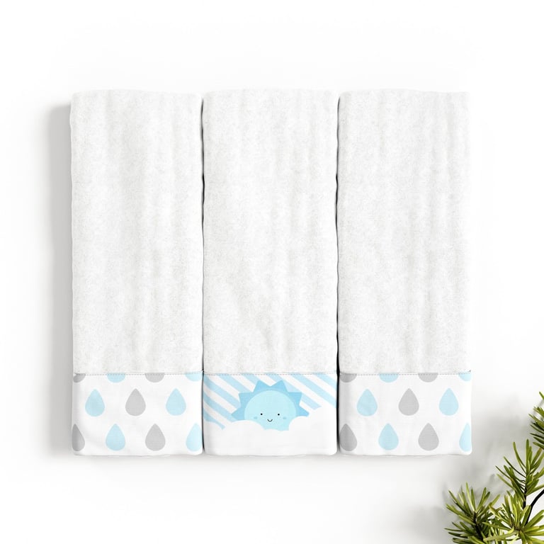 Jogo de Fraldas Boca Com Barra Gotas do Céu e Sol Azul