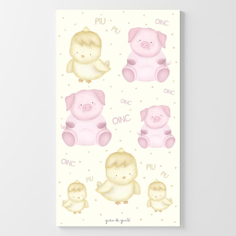 Adesivo de Parede Amiguinhos Porquinho e Pintinho
