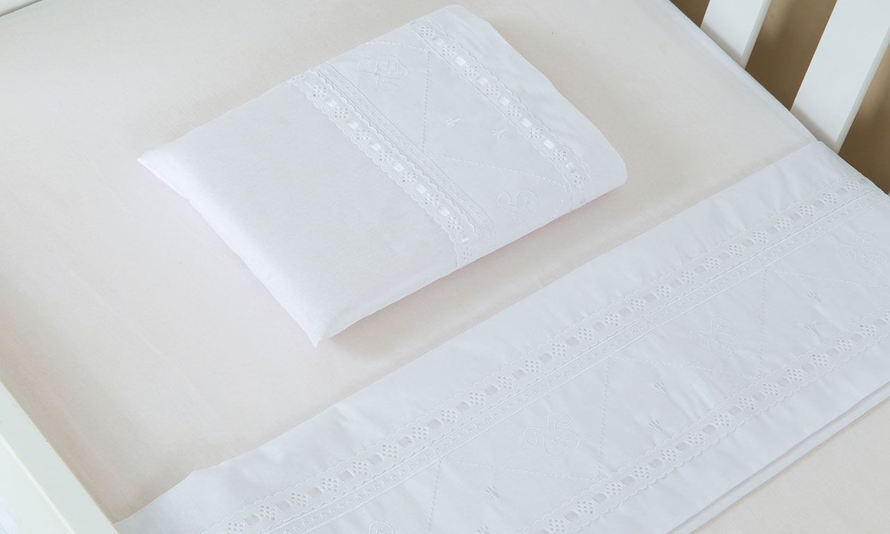 Jogo de Lençol Mini Berço Coelho Branco