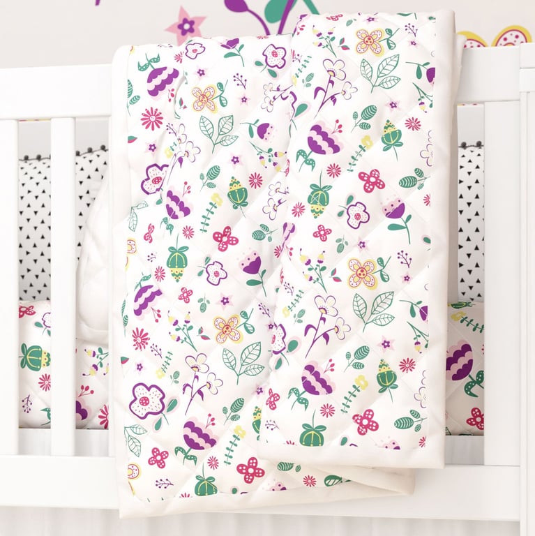 Edredom de Berço Floral Moderna