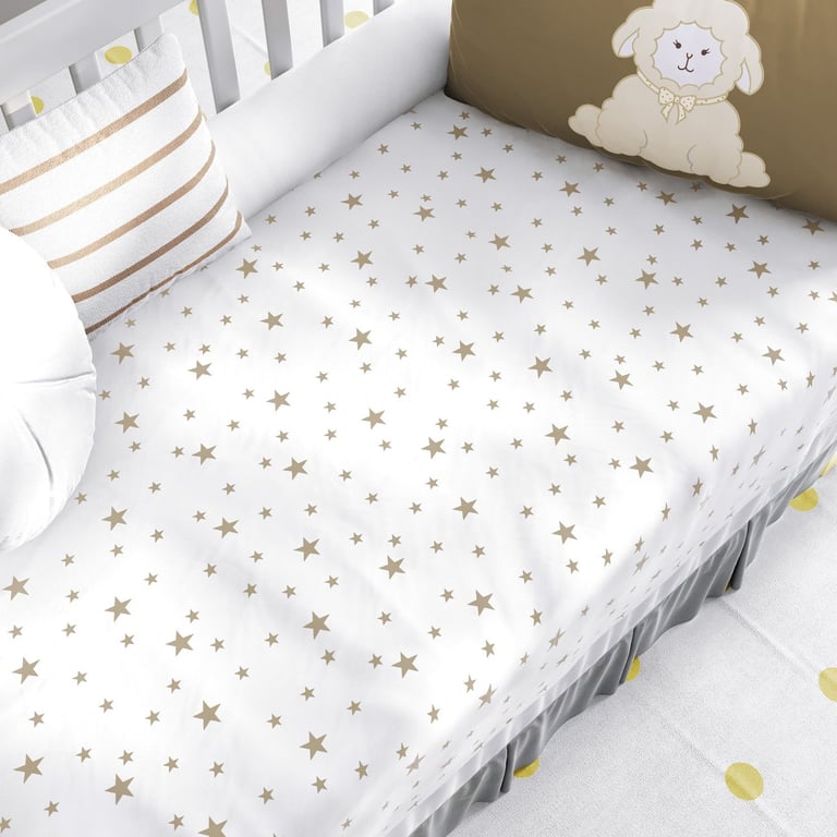 Manta Bebê Berço Estrelinhas Branco e Marrom Avelã 1m