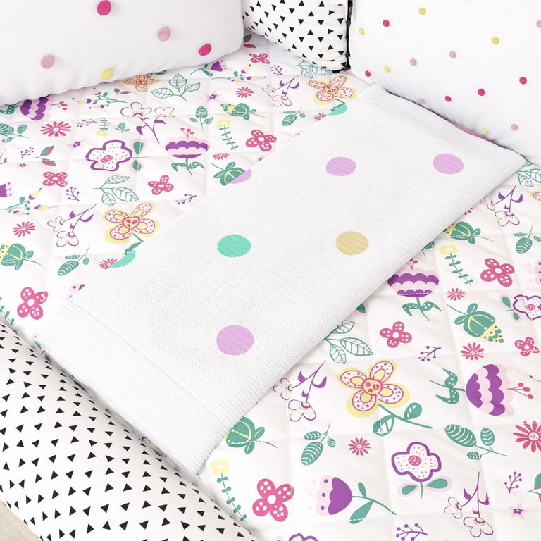 Manta Bebê Tricot Floral Moderna 1m