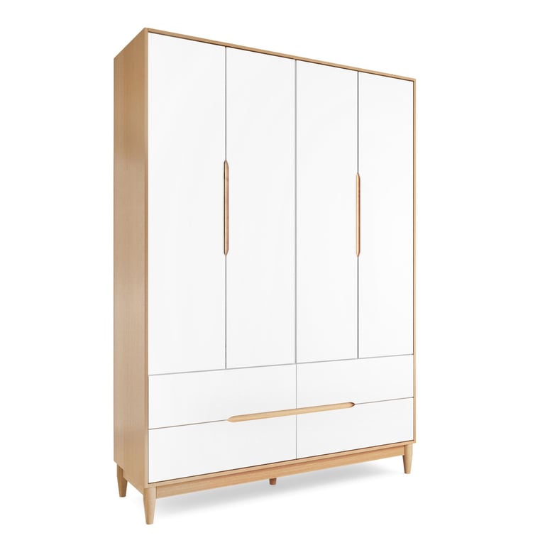 Guarda Roupa Infantil Branco e Madeira 4 Portas Tomi — vista alternativa