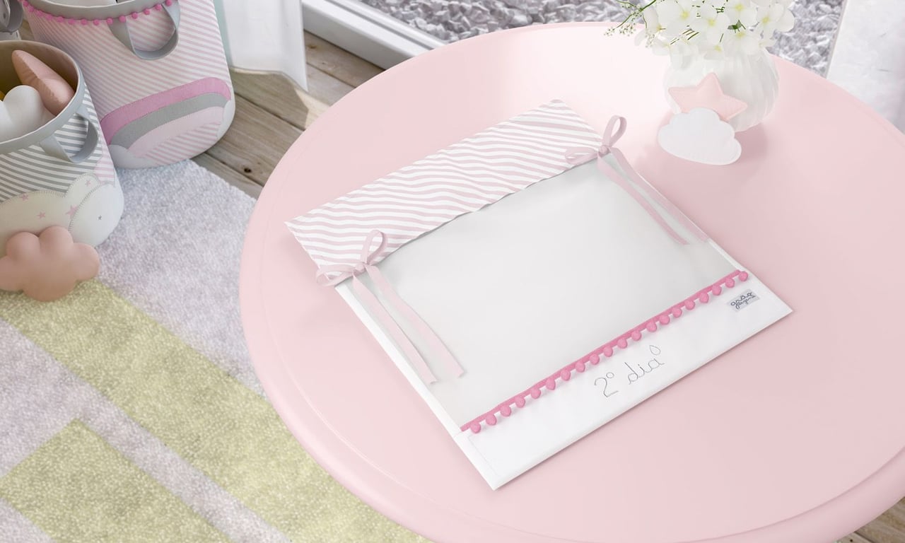 Saquinho Maternidade para Roupinhas Listrado Rosa Segundo Dia