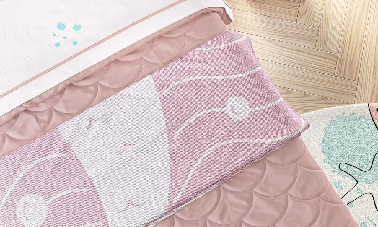 Manta Tricot Menina Sereia Rosa 1,20m — vista alternativa