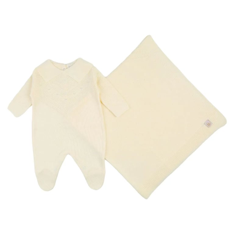 Saída Maternidade Din Don com Gola Trançado Pérolas Off White