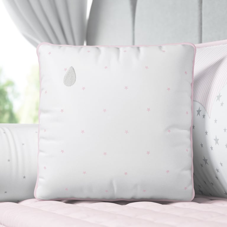Almofada Estrelinhas Gotinha Azul/Salmão 38cm