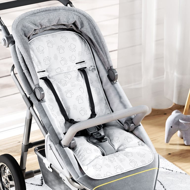 Capa de Carrinho com Protetor de Cinto Patinhas Safári Cinza