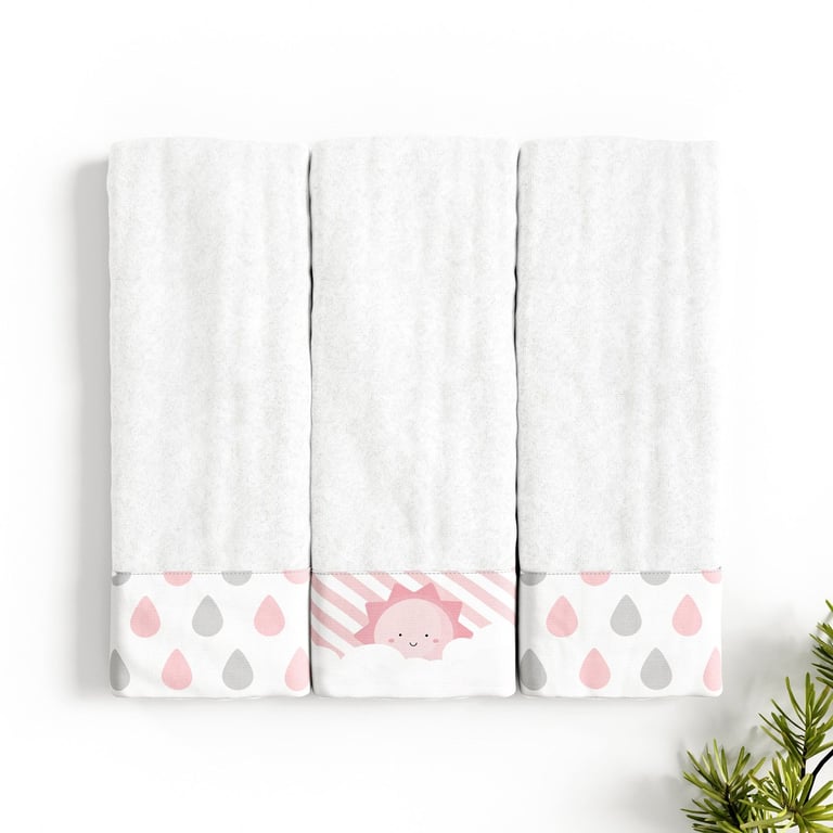 Jogo de Fraldas Boca Com Barra Gotas do Céu e Sol Rosa